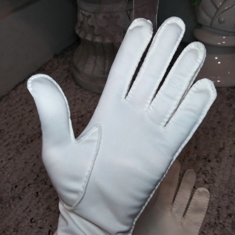 Vintage 1950's Shalimar Handmade Ivory Embroidered Opera Gloves - Picture 6 of 13